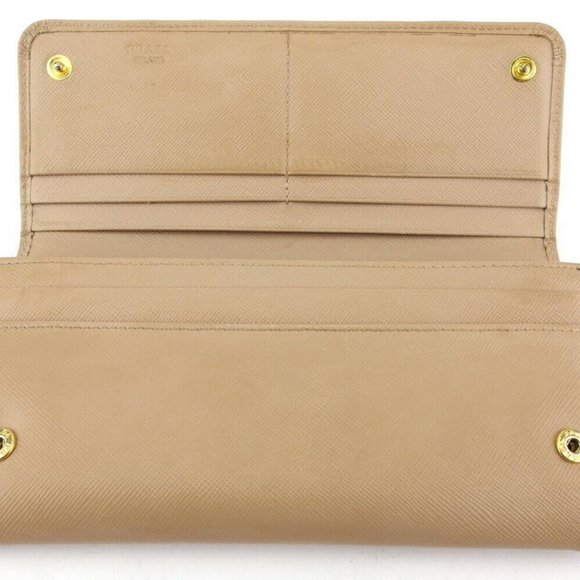 PRADA Purse Ribbon Motif Beige Leather Auth USED G152 - Picture 5 of 8